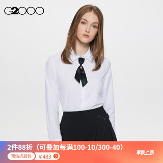 G2000G2000女装FW23商场速干防静电拆卸领带长袖衬衫 白色 34