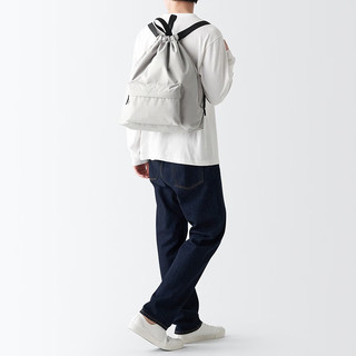 MUJI 可作托特包使用 抽绳束口袋双肩包 背包不易沾水书包 EFE52A3A 灰色