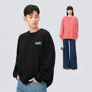 Levi's 李维斯 同款LOGO印花圆领卫衣潮流时尚百搭休闲 黑色 S