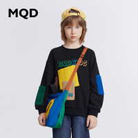 马骑顿 MQD童装男童多色拼贴圆领卫衣23冬加厚多彩字母撞色韩版上衣 黑色 160cm