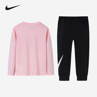 NIKE 耐克 男女童秋儿童运动套装小童装 黑色/冰晶粉 110/52(4)