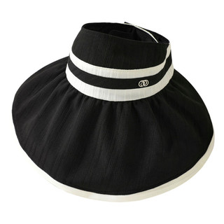 三彩季大帽檐遮阳帽空顶帽女士户外太阳帽轻量透气 黑色  均码