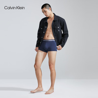 Calvin Klein内衣23早秋男士三条装提花腰边棉质透气防夹臀平角内裤NB1799O C87-深海蓝 M