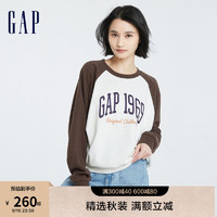 Gap女装秋季2023LOGO运动宽松法式圈织软卫衣818984休闲上衣 棕色 160/80A(XXS)