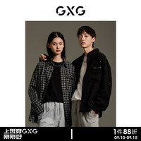 GXG 男装 商场同款 黑色简约小香风亮片皮件衬衫外套 GEX10314743 黑色 180/XL