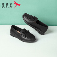 红蜻蜓简约鞋浅口套脚舒适皮鞋休闲单鞋 WTB33191黑色37