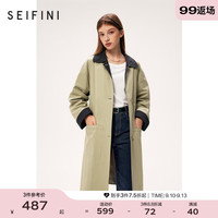 SEIFINI 诗凡黎 'SEIFINI）风衣设计感撞色拼接大口袋工装风高级长款外套女 卡其色 155/80A/S