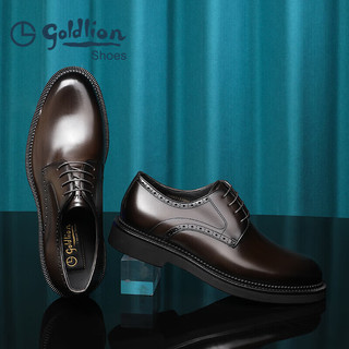 金利来（goldlion）男鞋商务正装鞋时尚皮鞋舒适耐磨德比鞋G521330064CCA棕色43