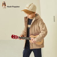 暇步士童装儿童冬装风衣男童冬季男大童简约纯色舒适风衣外套 燕麦卡其 110cm