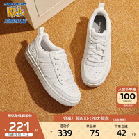 Skechers斯凯奇青少年板鞋运动鞋秋季革面经典百搭休闲运动鞋405634L 白色/WHT 33码