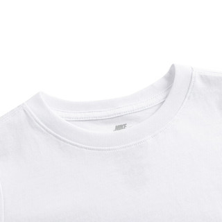 NIKE 耐克小童装女童舒适纯棉短袖T恤季儿童休闲短T上衣 纯白色 110/56(5)