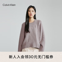 Calvin Klein  Jeans23早秋女士休闲字母刺绣舒适圆领毛衣针织衫J223409 PEE-铅灰 XS