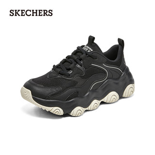 斯凯奇（Skechers）夏季新时尚啵啵熊轻质运动鞋厚底老爹鞋女896246 黑色/自然色/BKNT 35