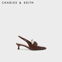 CHARLES&KEITH尖头拼色复古猫跟穆勒鞋凉鞋女CK1-61720153 Brown棕色 34