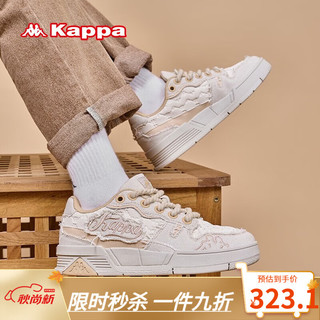 KAPPA卡帕女鞋软底运动鞋女季款透气舒适复古休闲板鞋子女 韩国白 36