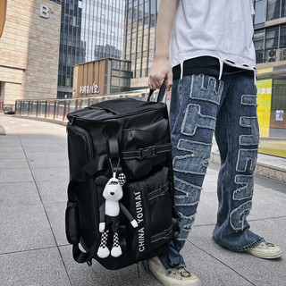 双星旅行包男行李包大容量出差手提包潮牌包干湿 黑色
