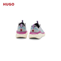 HUGO男士装饰性反光波浪线混合材质运动鞋 046-紫色 EU:40