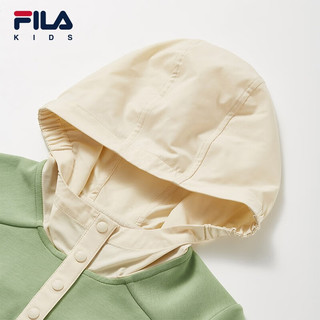 FILA 斐乐儿童童装时尚上衣冬中大童女童连帽运动卫衣 中褐绿-GN 130