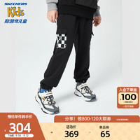 Skechers斯凯奇童装2023男童休闲针织长裤 L323B020 碳黑/0018 120cm