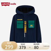 Levi's李维斯童装儿童撞色风衣男童保暖加绒外套 深靛蓝 110/52(4)