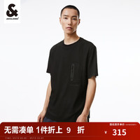 杰克·琼斯（JACK&JONES）秋季简约百搭户外字母印花舒适清爽透气面料T恤男223301044 黑色 165/88A/XS