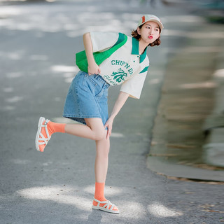 热风夏季女士拼接条纹运动棒球帽户外遮阳防晒鸭舌帽女 10橙色 F