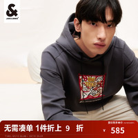 杰克·琼斯（JACK&JONES）秋季男装BSQ联名潮流宽松个性字母印花时尚简约连帽卫衣男 黑色 170/92A/S