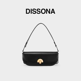 DISSONA迪桑娜女包2023款庄园高级感包包小众设计腋下包法棍包 黑色