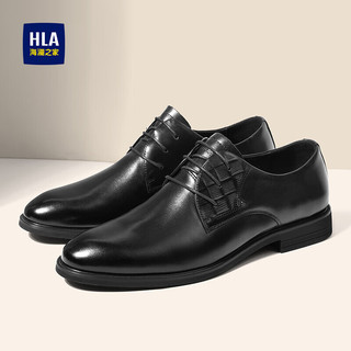 海澜之家HLA皮鞋男士经典商务正装时尚德比皮鞋HAAPXM3ACG0155 黑色39