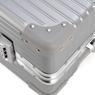 南极人（Nanjiren）拉杆箱铝框行李箱26男小型20英寸大容量登机女24旅行箱密码皮箱子 直角铝框加厚款-奢华银 29英寸（可托运）