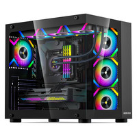 金河田 海景房360plus 黑色 游戏台式机箱 270°全景/360水冷/E-ATX主板/4090显卡/10风扇位