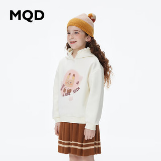 MQD童装女童图案卫衣甜美公主风卡通儿童荷叶边上衣 米白 110
