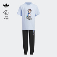 adidas阿迪达斯三叶草男小童儿童运动短袖套装IX4369 淡粉蓝/黑色 104CM