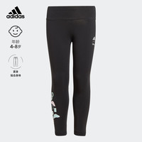 adidas阿迪达斯轻运动女小童儿童运动紧身裤IJ9071 黑色/白 116CM