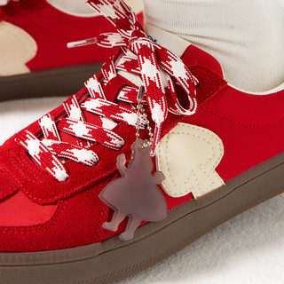 热风秋季爱丽丝系列女士时尚板鞋个性小众设计休闲鞋女 05红色 36