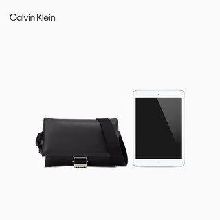 卡尔文·克莱恩 Calvin Klein 女包时尚小巧可调节肩带翻盖经典纯色腰包DH3486 001-太空黑 OS