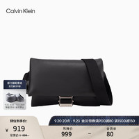 Calvin Klein女包时尚小巧可调节肩带翻盖经典纯色腰包DH3486 001-太空黑 OS