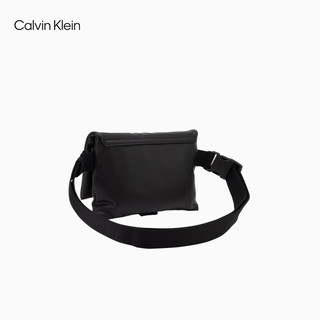 卡尔文·克莱恩 Calvin Klein 女包时尚小巧可调节肩带翻盖经典纯色腰包DH3486 001-太空黑 OS