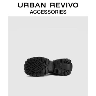 URBAN REVIVO女潮酷拼接烟筒靴厚底中筒靴UAWS32238 黑色 35