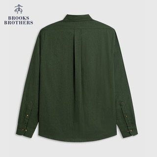 布克兄弟（BrooksBrothers）男士23新扣结领法兰绒修身美式休闲衬衫 3002-绿色 L