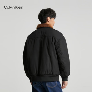 Calvin Klein  Jeans男士时尚双面穿仿羊羔绒夹棉外套J324123 BEH-太空黑/棕咖色 S