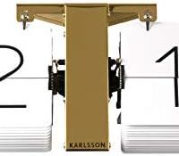 KARLSSON 翻转无盒时钟，铬架，钢制，黑色，8.5 x 36 x 14厘米