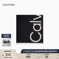 卡尔文·克莱恩 Calvin Klein Jeans女士时尚醒目撞色字母提花毛边舒适围巾DX0221 001-太空黑底白字母 ST