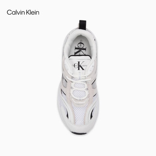 Calvin Klein  Jeans女士复古撞色拼接印花厚底网球鞋运动鞋YW00891 01W-月光白/太空黑 37