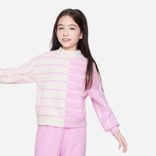 安奈儿童装家居服套装毛绒保暖冬撞色个性时尚舒适 紫雾色 120cm