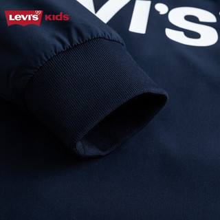 Levi's 李维斯童装男童冰感长袖开衫衬衫秋儿童休闲上衣外套 深宝蓝色 110/56