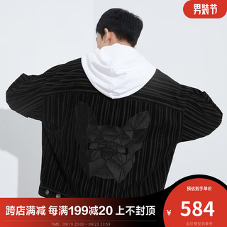 杰克·琼斯（JACK&JONES）男时尚简约百搭宽松休闲灯芯绒衬衫2233OS020 黑色-E40 175/96A/M