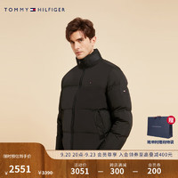 TOMMY HILFIGER男装简约绣标鸭绒绗缝保暖合身羽绒服外套02541 黑色BDS XS