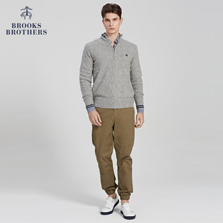 布克兄弟（BrooksBrothers）男士新休闲半拉链高领针织套头毛衣 0007-灰色 XS