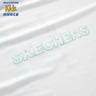 Skechers斯凯奇速干科技男童运动长袖T恤衫2023透气休闲秋装P323B021 亮白色/0019 165cm
